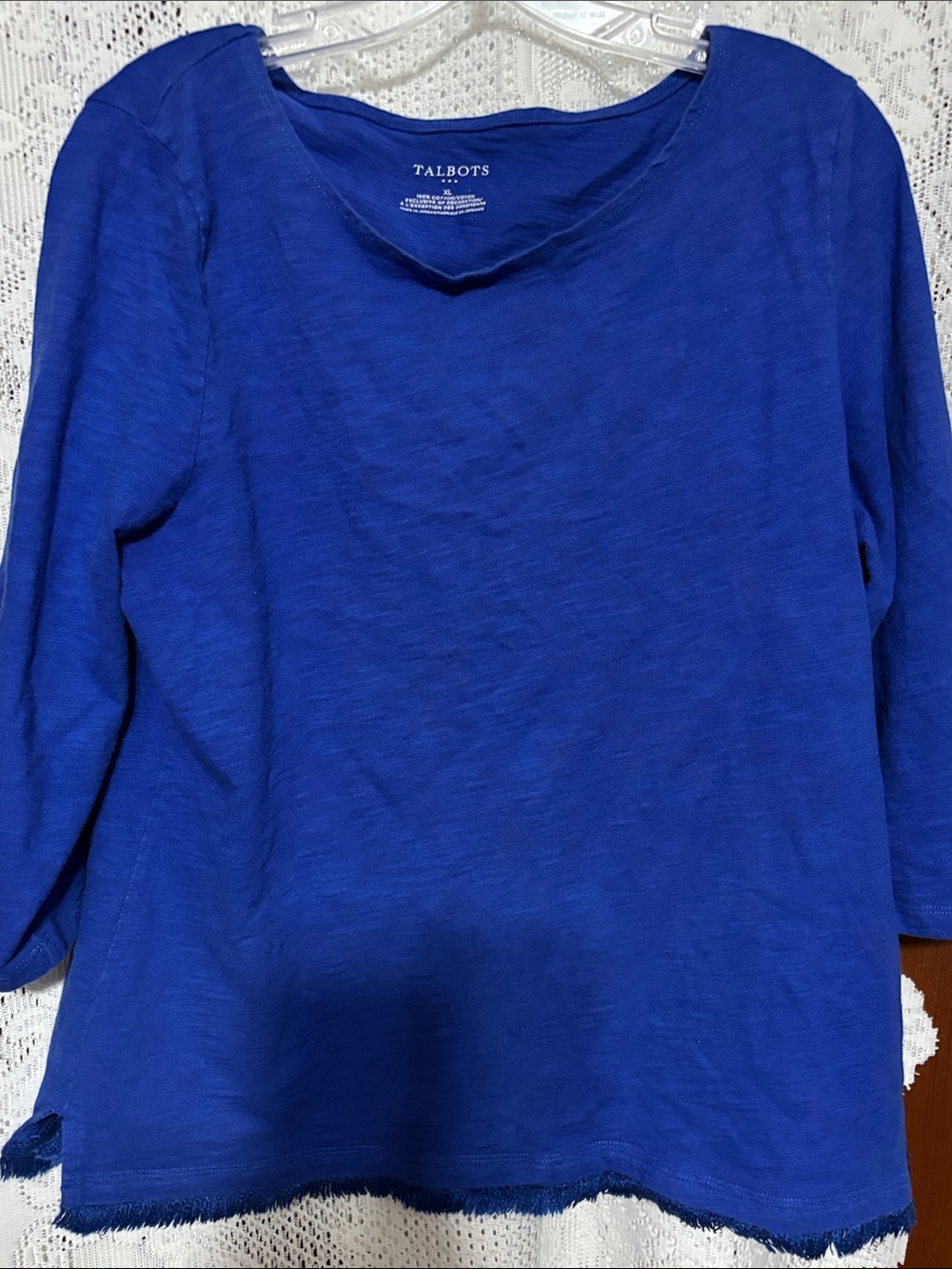 Talbots Sapphire Blue Long Sleeve Scoop Neck Tee